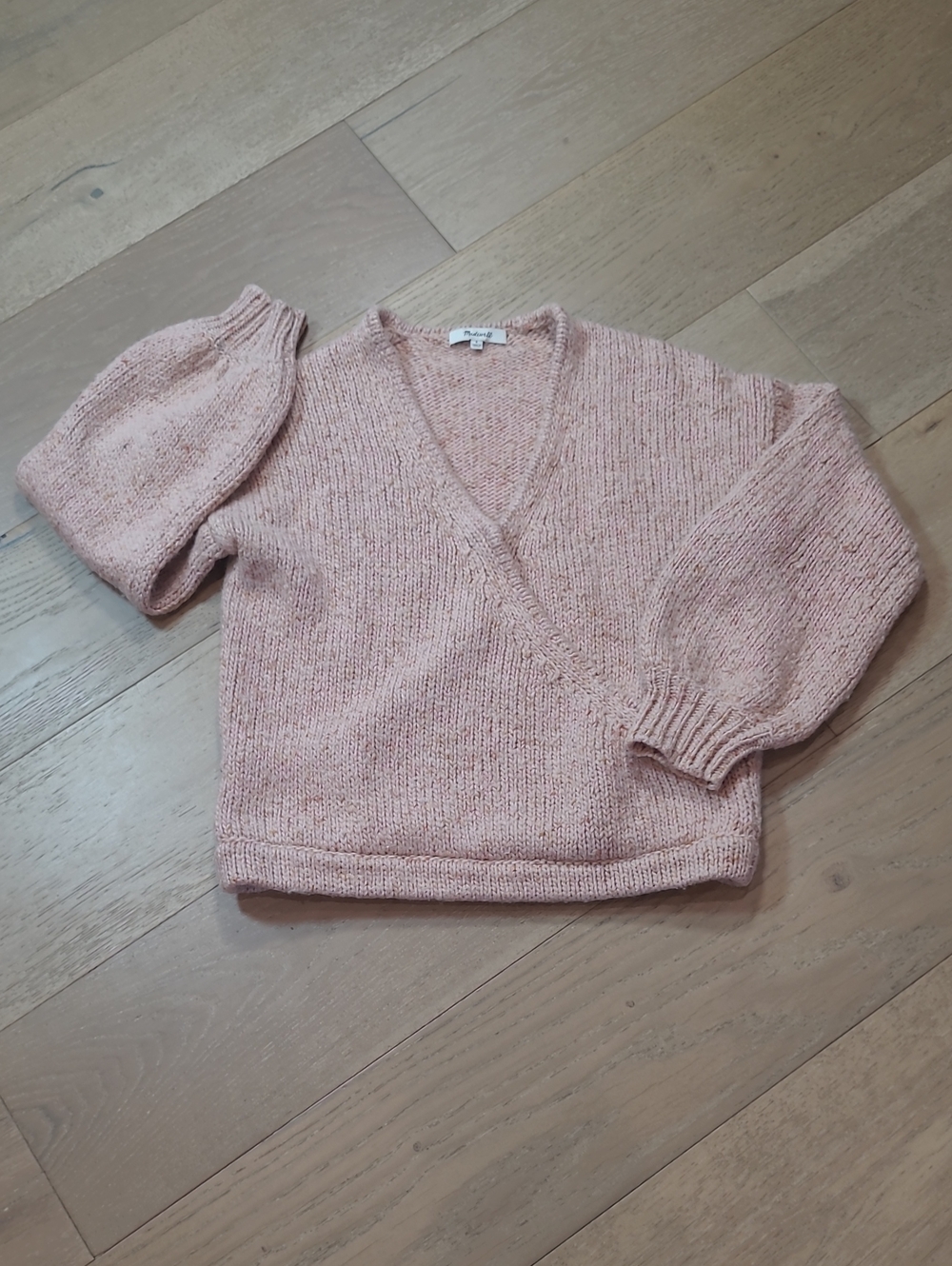 Madewell Sweater Women's sz S Pink Knit Faux Wrap Long Sleeve